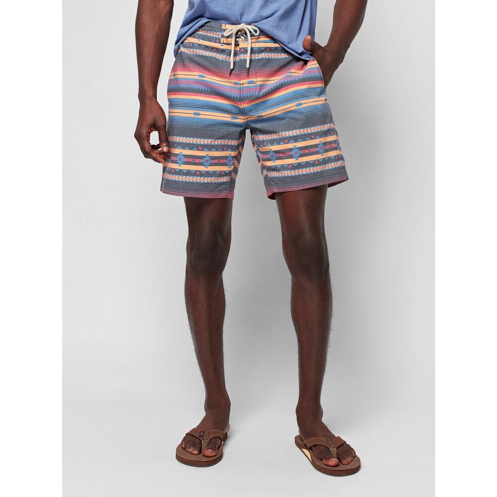 Faherty Doug Good Feather Classic Boardshorts in Fire Sky, Size 32
